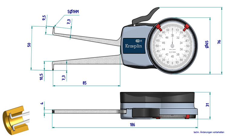 德國針盤式內卡規H230尺寸圖 
