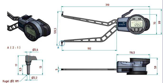 德國(guó)kroeplin內(nèi)徑卡規(guī)G470尺寸圖 