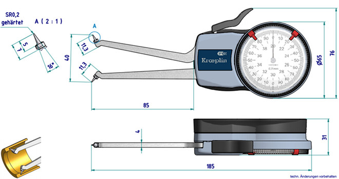 德國kroeplin內徑卡規H2G20尺寸圖 
