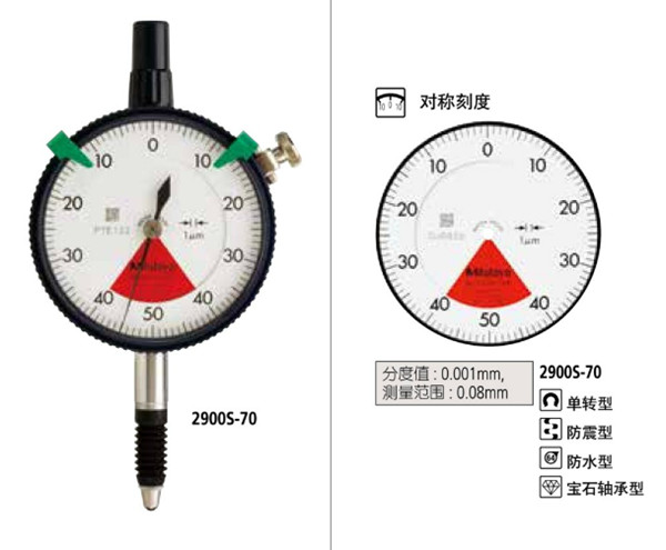 日本三豐指針式百分表2900S-70表盤 