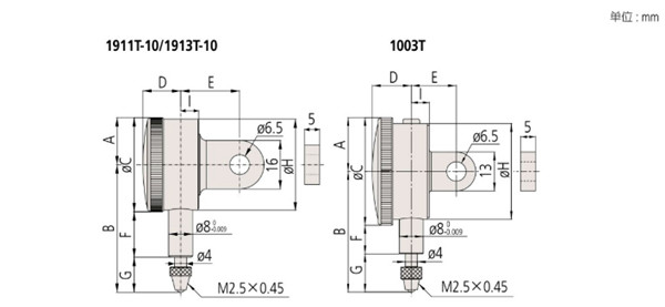 日本三豐Mitutoyo指針式百分表1911T-10尺寸圖 