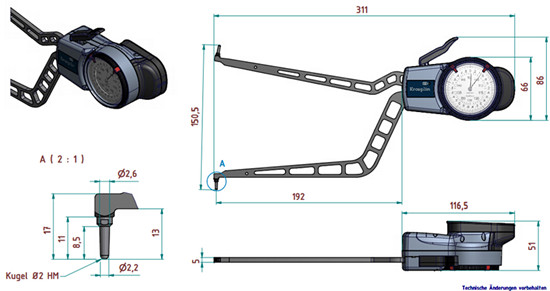 德國kroeplin內徑卡規H4100尺寸圖 