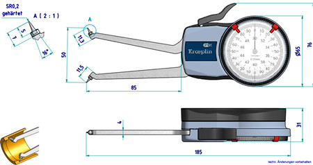 德國kroeplin內徑卡規H2G40尺寸圖 