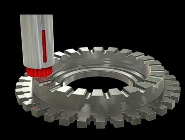 齒輪邊緣翻邊毛刺，銳必克表面研磨刷高速去除