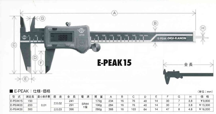 日本中村卡尺E-PEAK30尺寸圖
