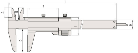 日本三豐游標(biāo)卡尺532-101尺寸圖 
