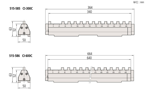 日本三豐mitutoyo內徑檢測規515-585尺寸圖 