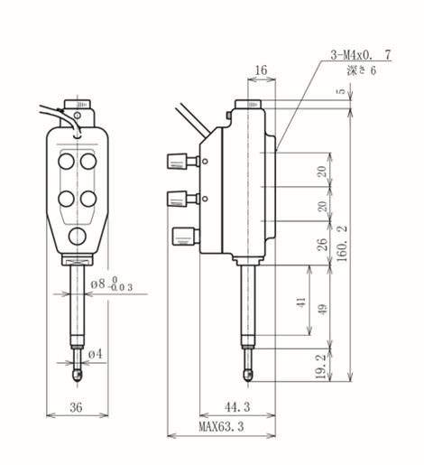 日本西鐵城界限器4B-5尺寸圖 
