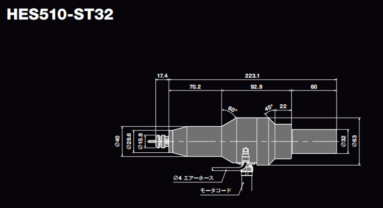 日本NAKANISHI高速主軸HES510-ST32尺寸圖