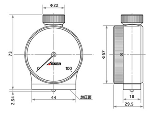 日本ASKER橡膠硬度計C型尺寸圖 