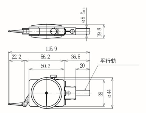 西鐵城CITIZEN杠桿測(cè)微器1T-100D尺寸圖 