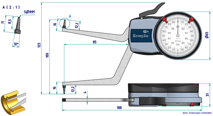 內徑測量卡規H280尺寸圖 