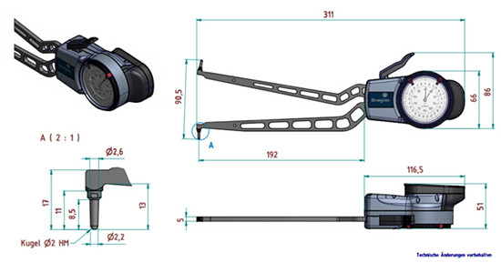 德國指針式內卡規(guī)H440尺寸圖 
