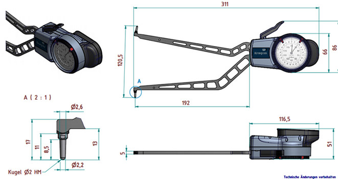 德國kroeplin指針式內卡規H470尺寸圖 
