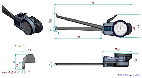 德國kroeplin數顯內卡規G440尺寸圖 