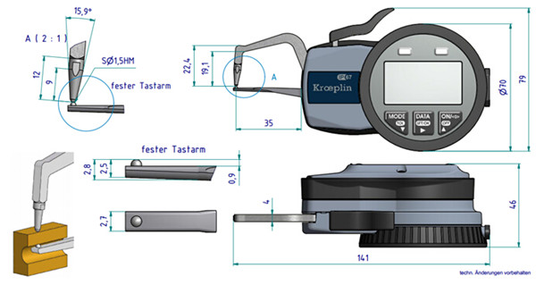 德國kroeplin壁厚卡規(guī)C1R10尺寸圖 