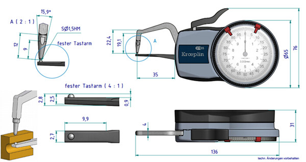 德國壁厚外徑卡規D1R10尺寸圖 
