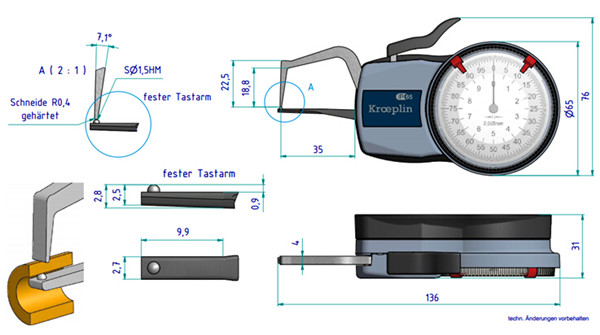 德國(guó)KROEPLIN卡規(guī)D1R10S尺寸圖 