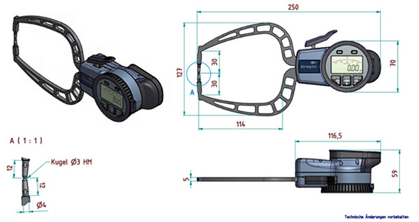 德國數顯外卡規C330尺寸圖 