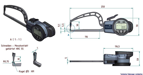 德國KROEPLIN壁厚卡規(guī)C3R30S尺寸圖 