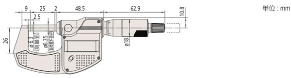 數顯外徑千分尺293-821-30尺寸圖