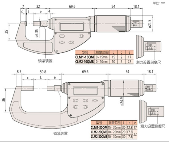 數顯千分尺227-201尺寸圖