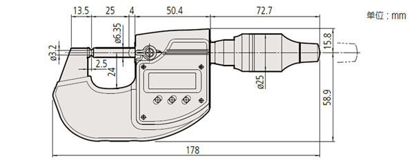 日本三豐高精度數顯千分尺293-100尺寸圖 