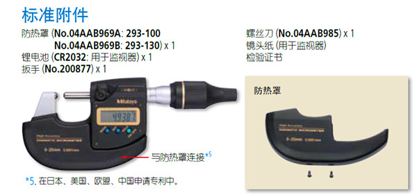 數顯千分尺293-100標準配件 
