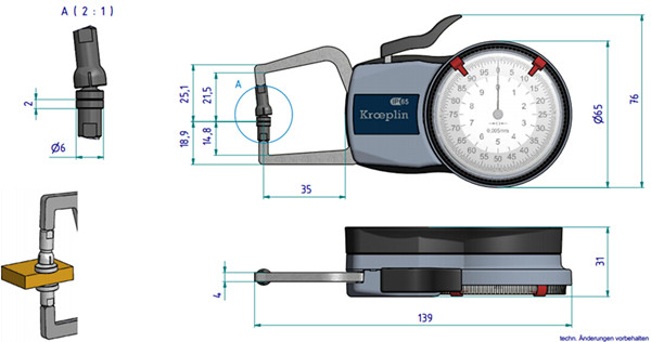 德國KROEPLIN盤式外卡規(guī)D110T尺寸圖 