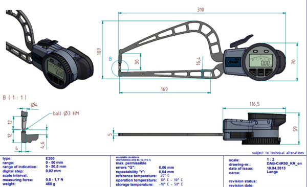 德國KROEPLIN外徑卡規C4R50尺寸圖 