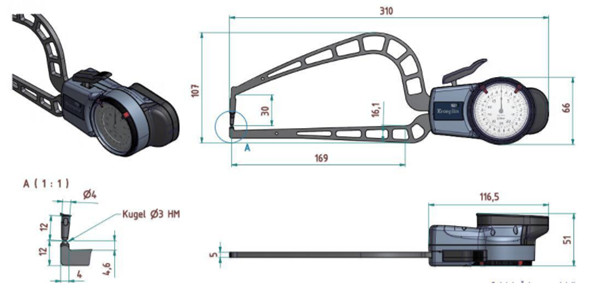 德國KROEPLIN壁厚外卡規D4R50尺寸圖 
