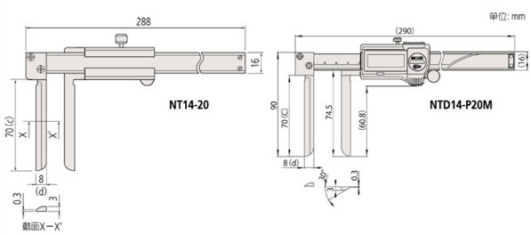 日本三豐內(nèi)徑數(shù)顯卡尺573-642-20尺寸圖 