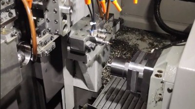 津上BO205走心機銑黃銅，背軸加裝8萬轉高頻銑