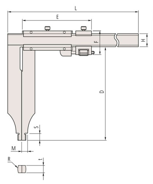 日本三豐長量爪型游標卡尺534-114尺寸圖 