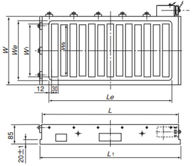 電磁永磁吸盤(pán)EP-D3060尺寸圖