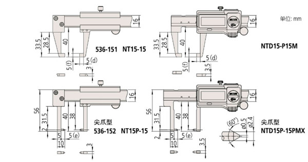 日本三豐外凹槽數顯卡尺573-651-20尺寸 