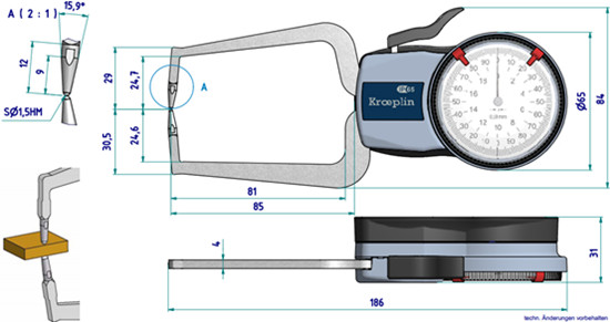 德國指針式外卡規D220尺寸圖 