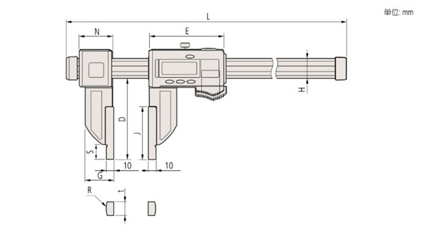 數(shù)顯式卡尺552-156-10尺寸圖 